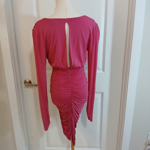 BCBGMAXAZRIA Dalton Cocktail Dress Women’s Size S Pink Bodycon Draped Open Back - Picture 2 of 9